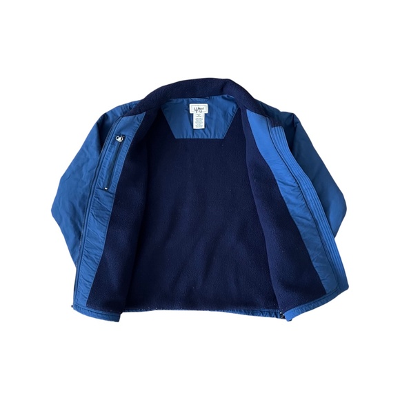LL Bean Outdoors Blue Canvas Fleece Lined Full Zip Up Jacket Womens Medium VTG - Picture 4 of 10